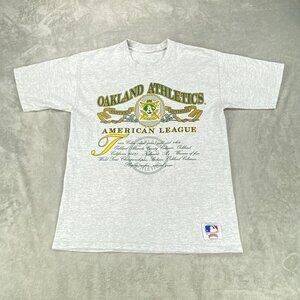 Vintage Nutmeg MLB Oakland A's Athletics T Shirt Medium Gray Performance Sports